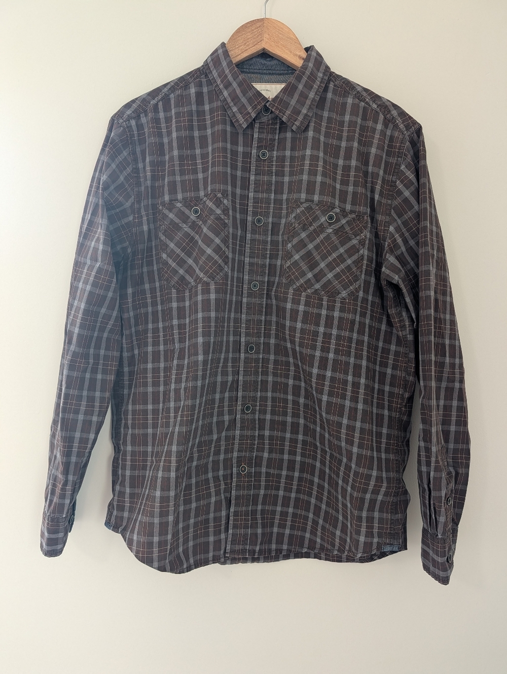 Weatherproof Vintage Plaid Button Down Shirt Mens M Brown Workwear Outdoor